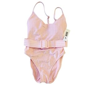 Bikini Lab Luster Ribbed One Piece Swimsuit  Medium